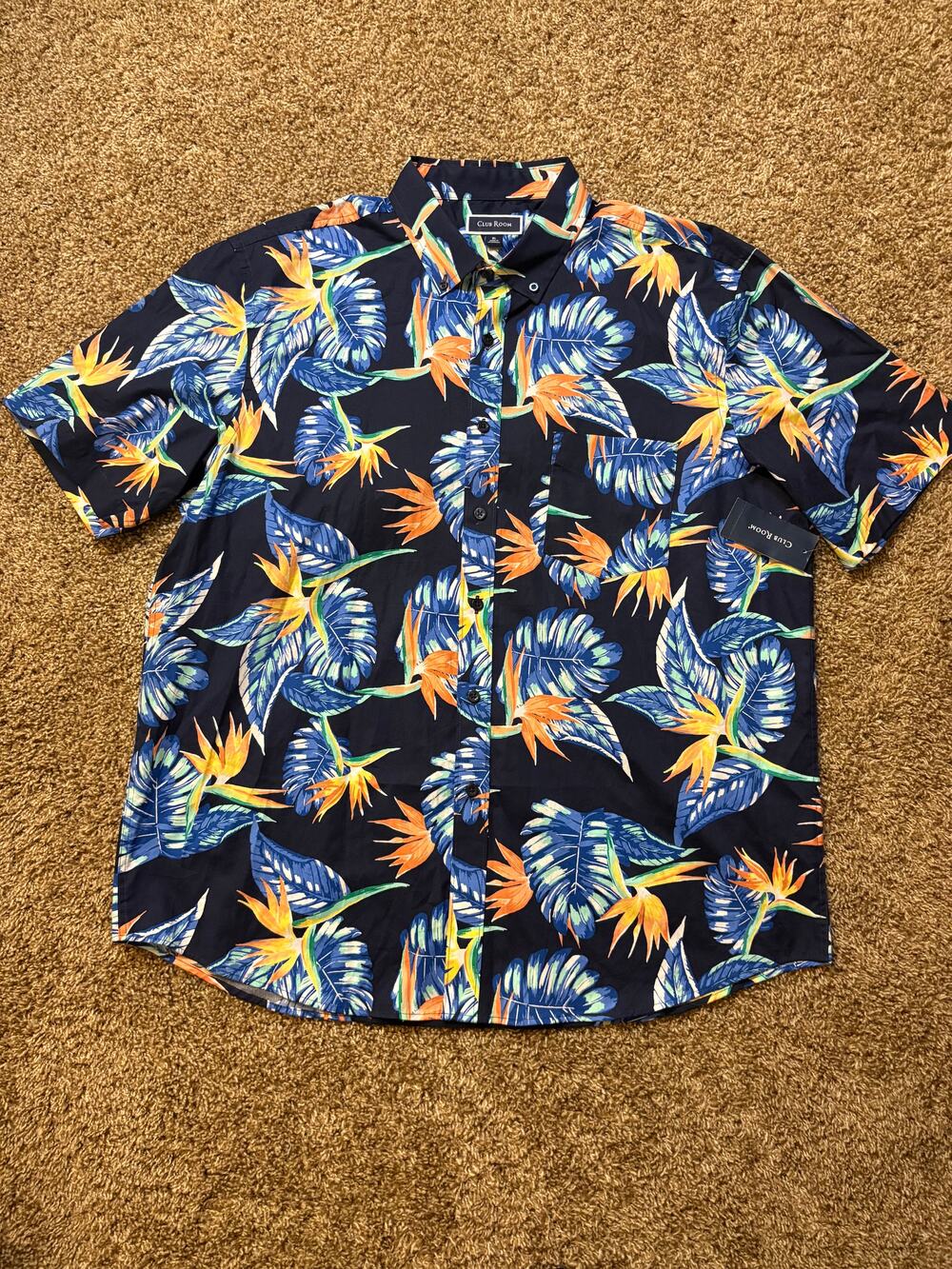 NWT Club Room Tropical Floral Print Hawaiian Shirt Mens Size XL MSRP 49.50